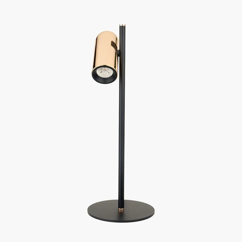 Xena Metal LED Table Lamp - Black & Rose Gold  Nicholas John Interiors