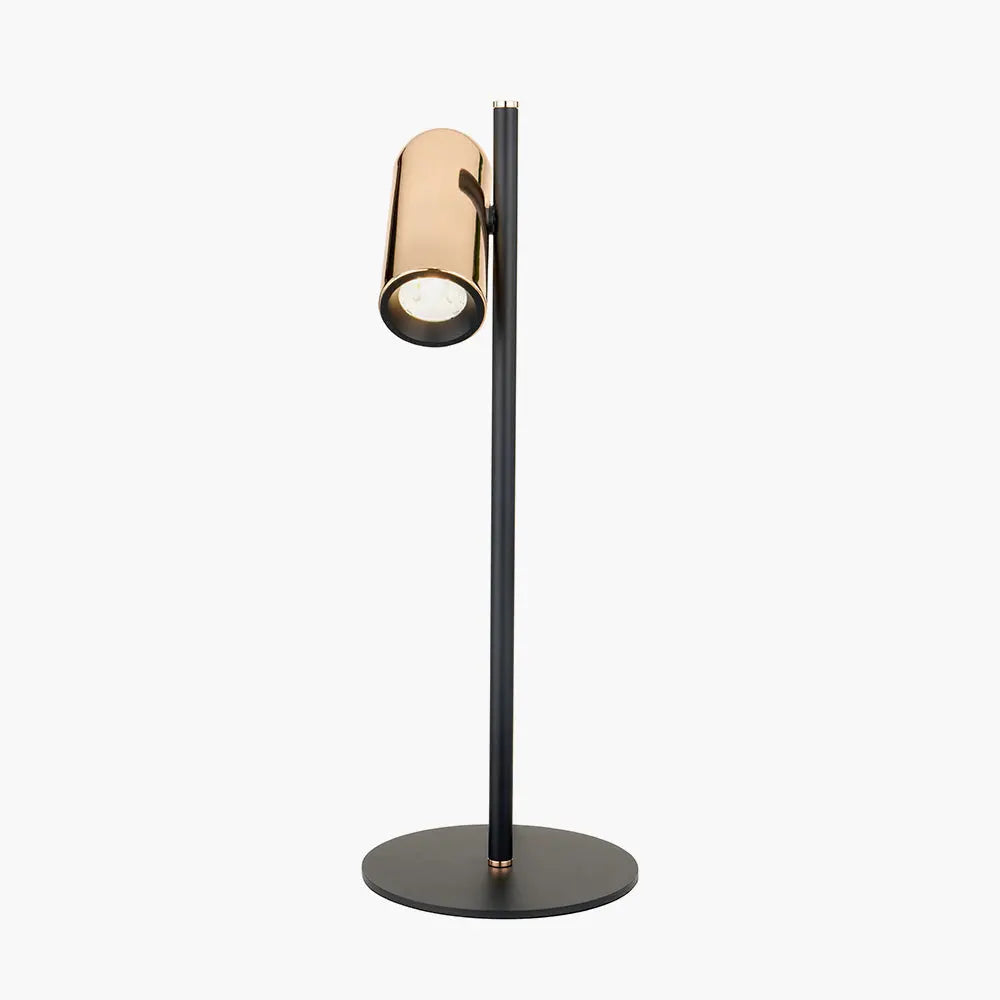 Xena Metal LED Table Lamp - Black & Rose Gold  Nicholas John Interiors