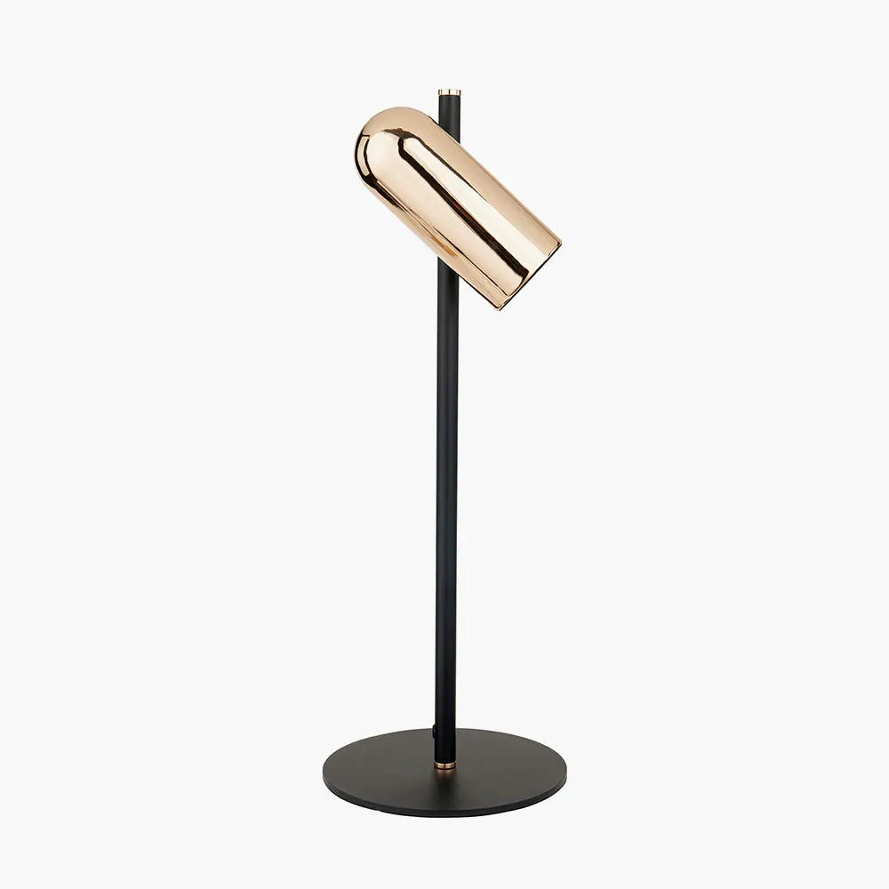 Xena Metal LED Table Lamp - Black & Rose Gold  Nicholas John Interiors