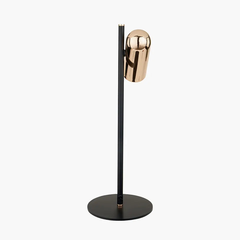 Xena Metal LED Table Lamp - Black & Rose Gold  Nicholas John Interiors