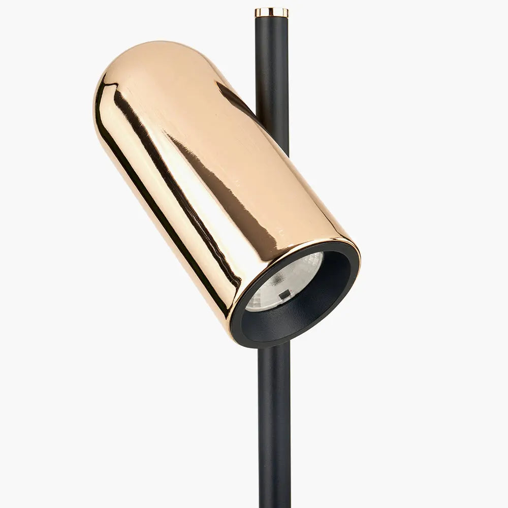 Xena Metal LED Table Lamp - Black & Rose Gold  Nicholas John Interiors