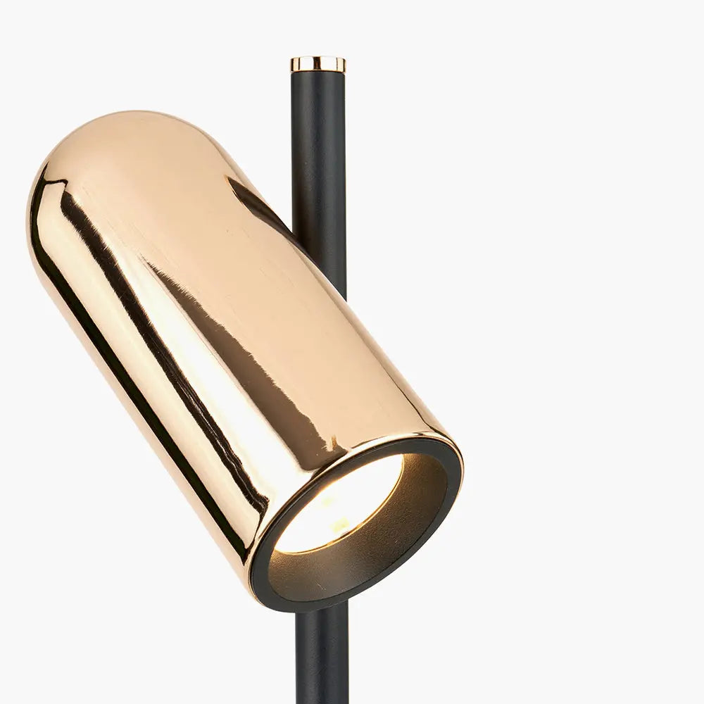Xena Metal LED Table Lamp - Black & Rose Gold  Nicholas John Interiors