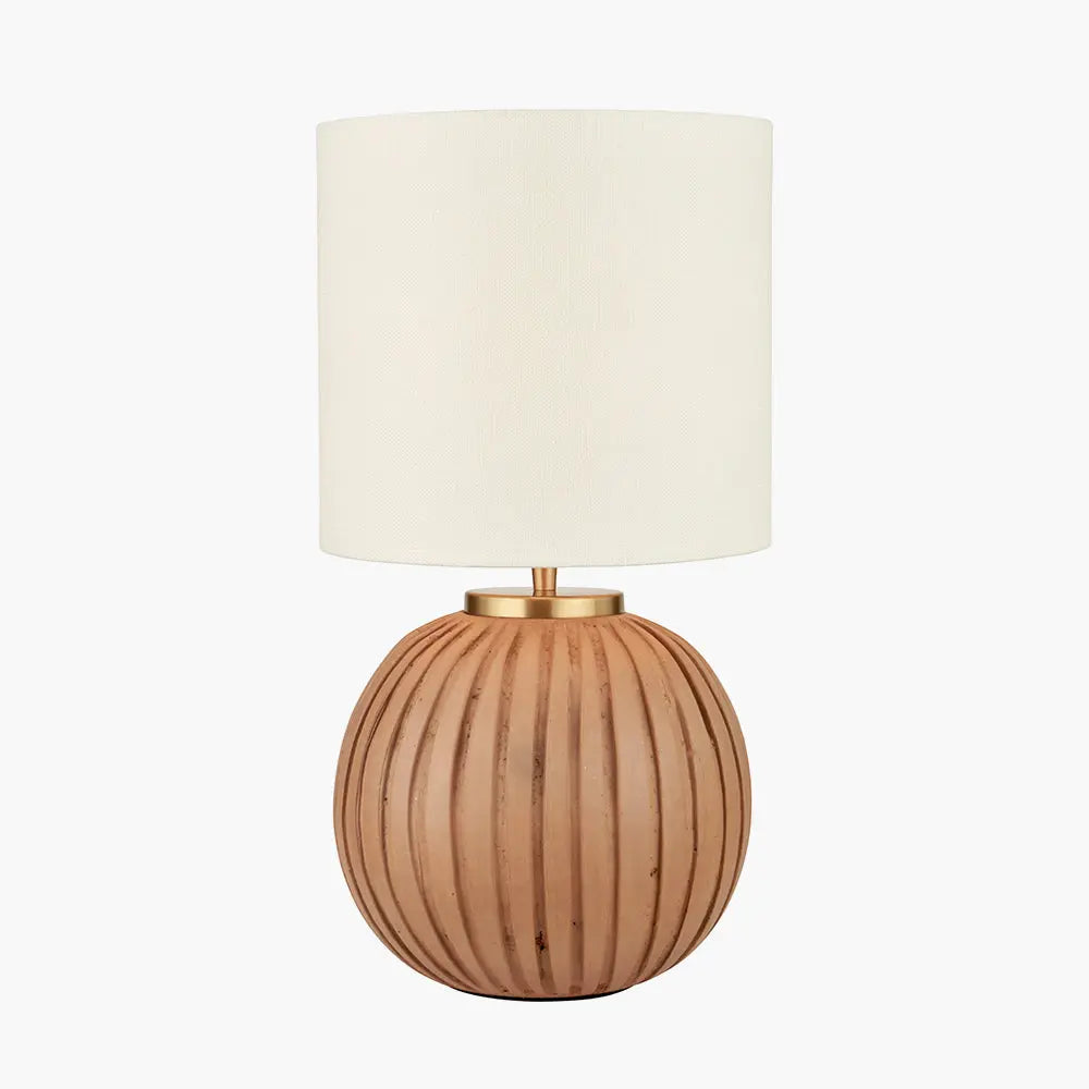 Ezekiel Terracotta Textured Ball Table Lamp - Natural  Nicholas John Interiors