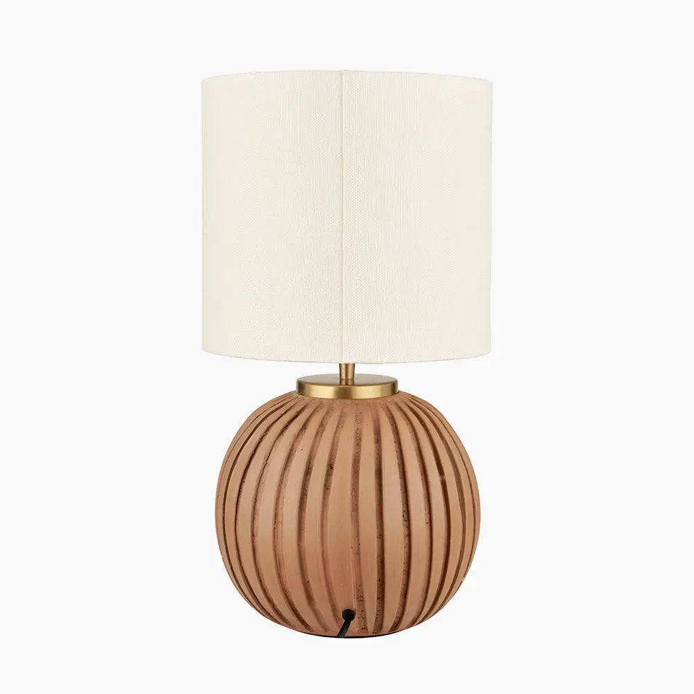 Ezekiel Terracotta Textured Ball Table Lamp - Natural  Nicholas John Interiors