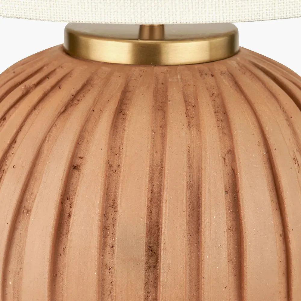 Ezekiel Terracotta Textured Ball Table Lamp - Natural  Nicholas John Interiors