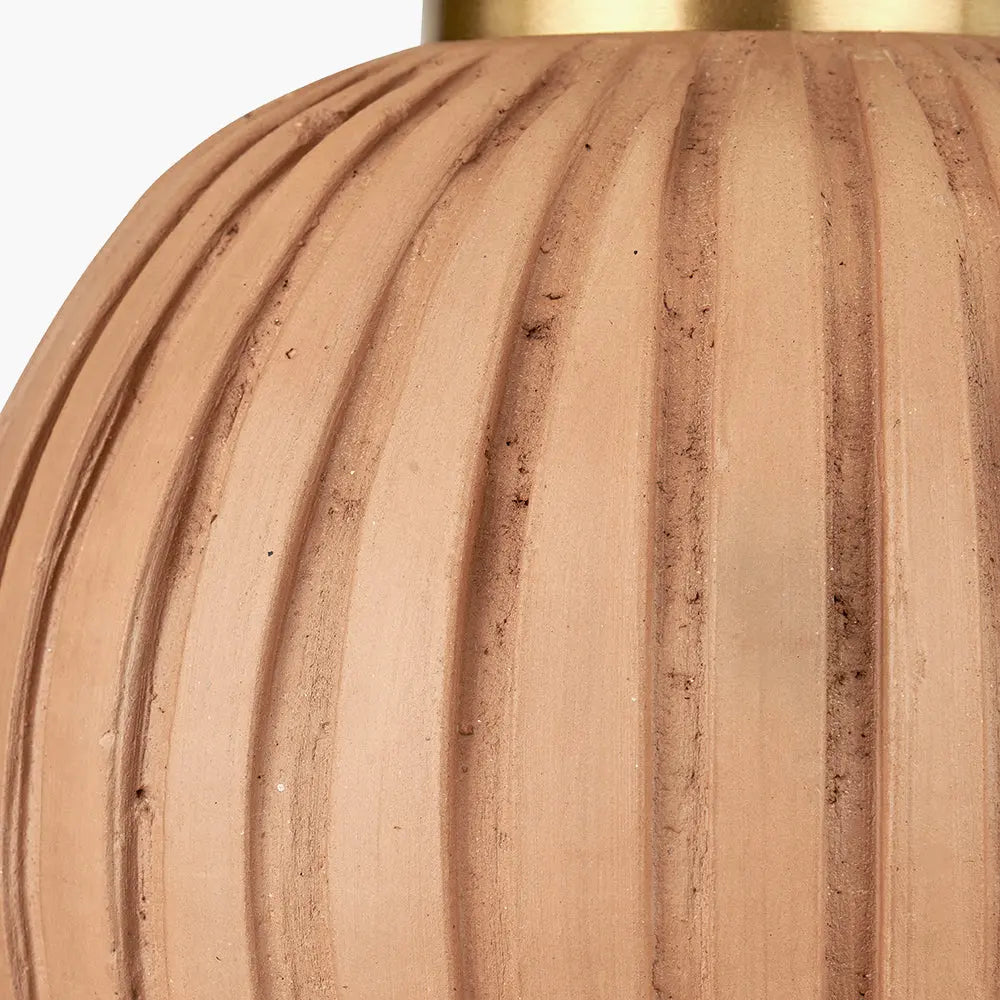 Ezekiel Terracotta Textured Ball Table Lamp - Natural  Nicholas John Interiors