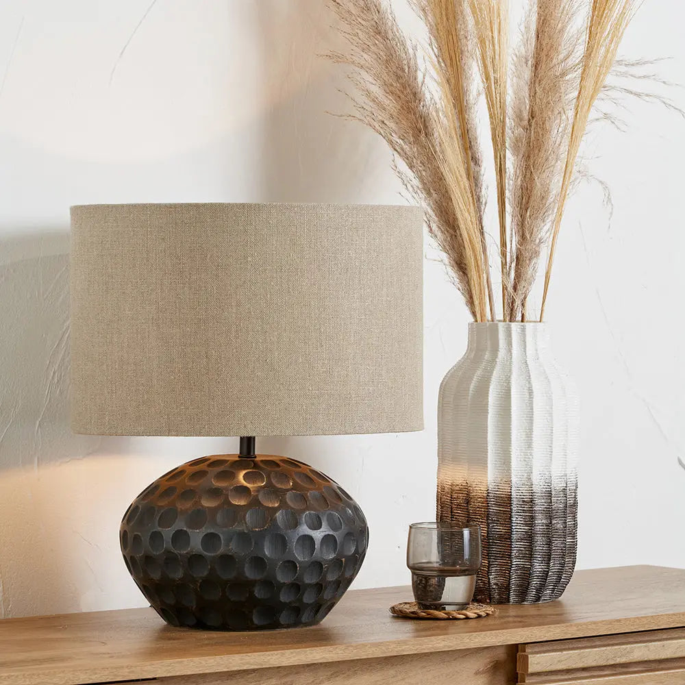 Dante Table Lamp - Antique Black Mango Wood  Nicholas John Interiors