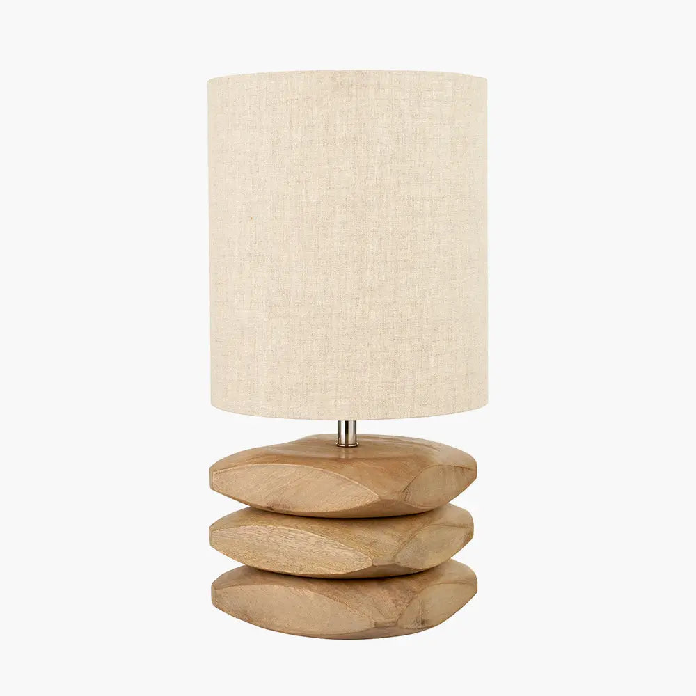 Amir 3 Pebble Table Lamp - Natural Mango Wood  Nicholas John Interiors