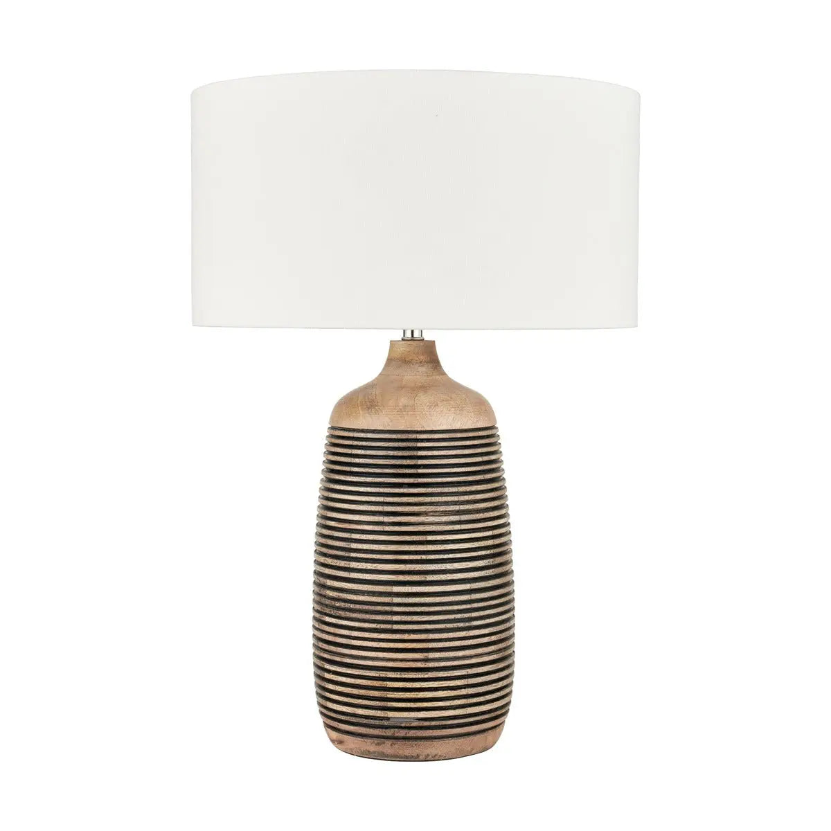 Caspian Grooved Table Lamp - Natural Mango Wood  Nicholas John Interiors