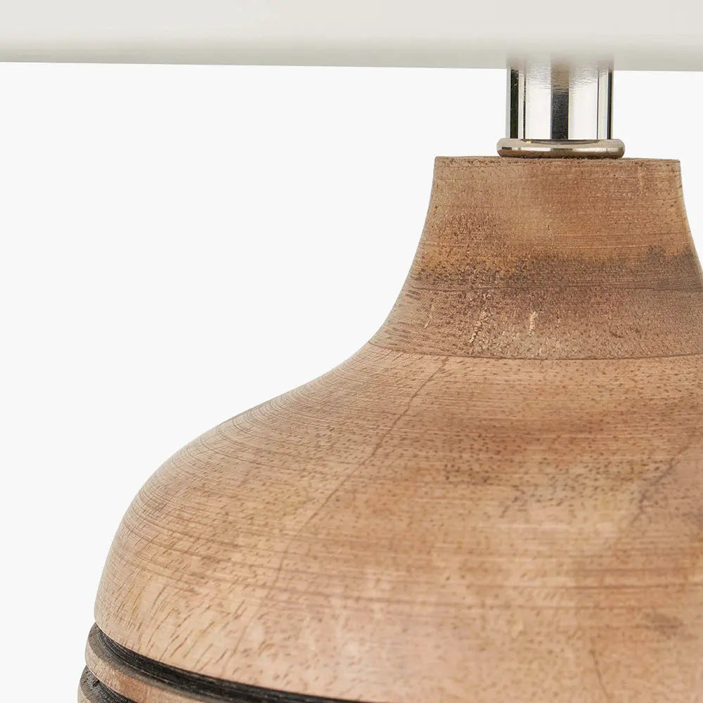 Caspian Grooved Table Lamp - Natural Mango Wood  Nicholas John Interiors