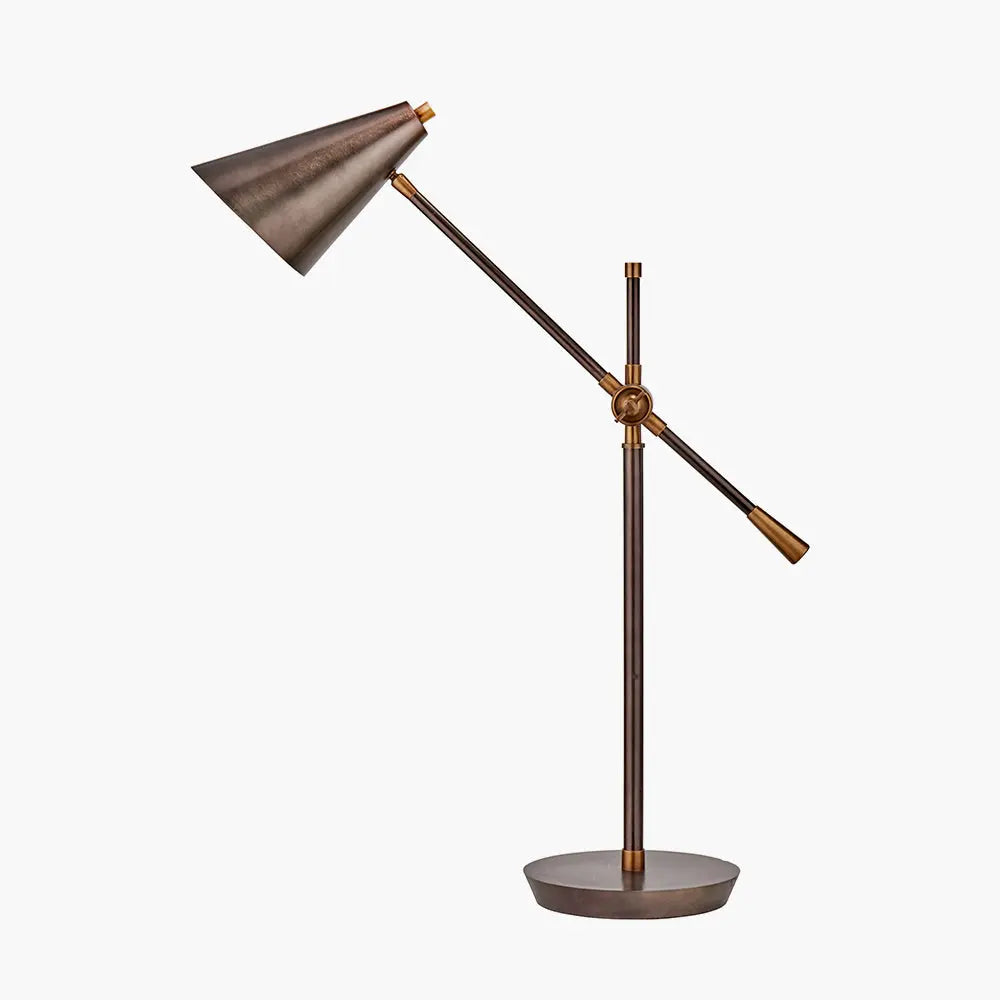 Emiliano Adjustable Floor Lamp - Antique Bronze & Brass  Nicholas John Interiors