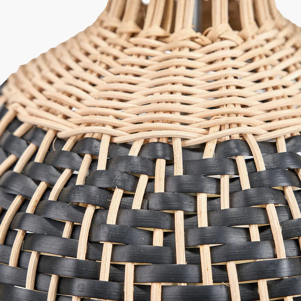 Rowan Natural Rattan Woven Table Lamp - Black & White  Nicholas John Interiors