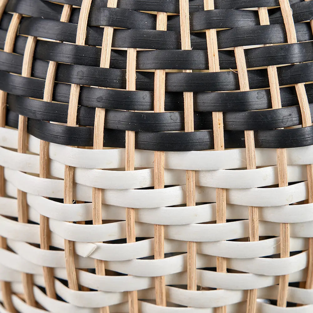 Rowan Natural Rattan Woven Table Lamp - Black & White  Nicholas John Interiors