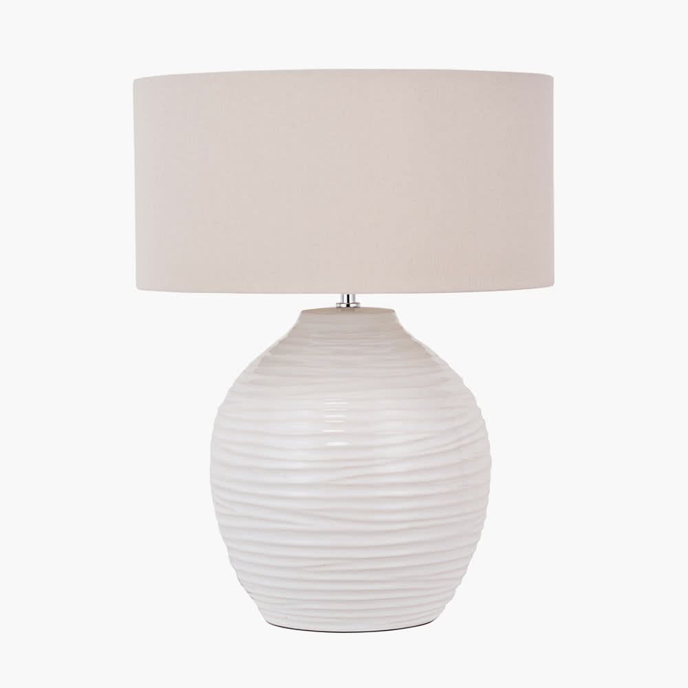 Linnea White Grooved Ceramic Table Lamp   Nicholas John Interiors
