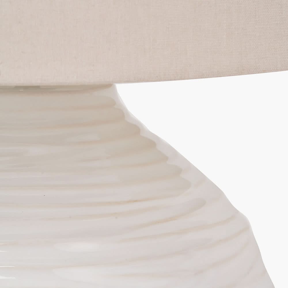 Linnea White Grooved Ceramic Table Lamp   Nicholas John Interiors