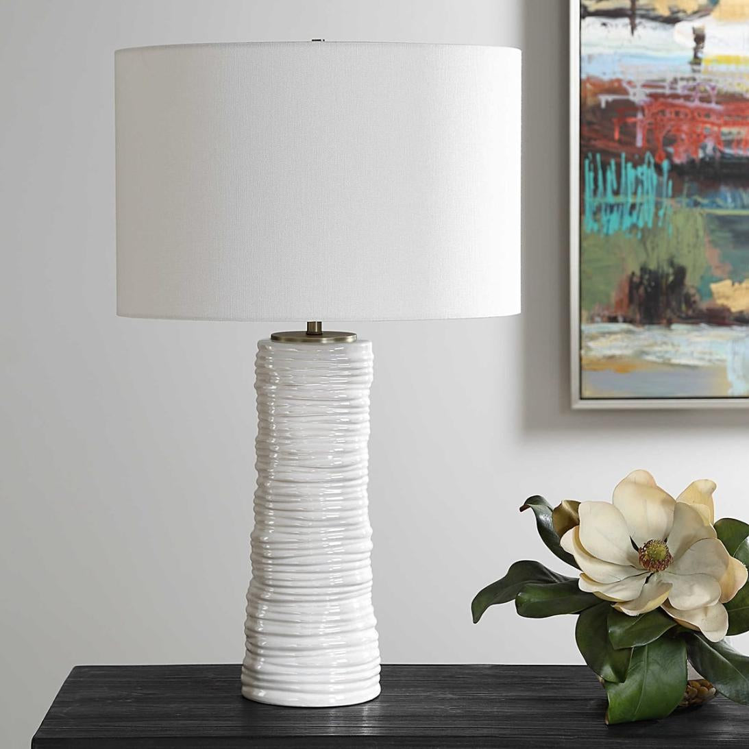 Uttermost Pavlova Glossy White Table Lamp