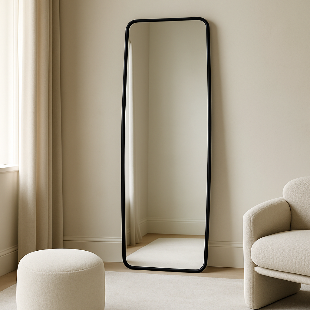 Keiichi Adeleine Tall Mirror in Black   Nicholas John Interiors