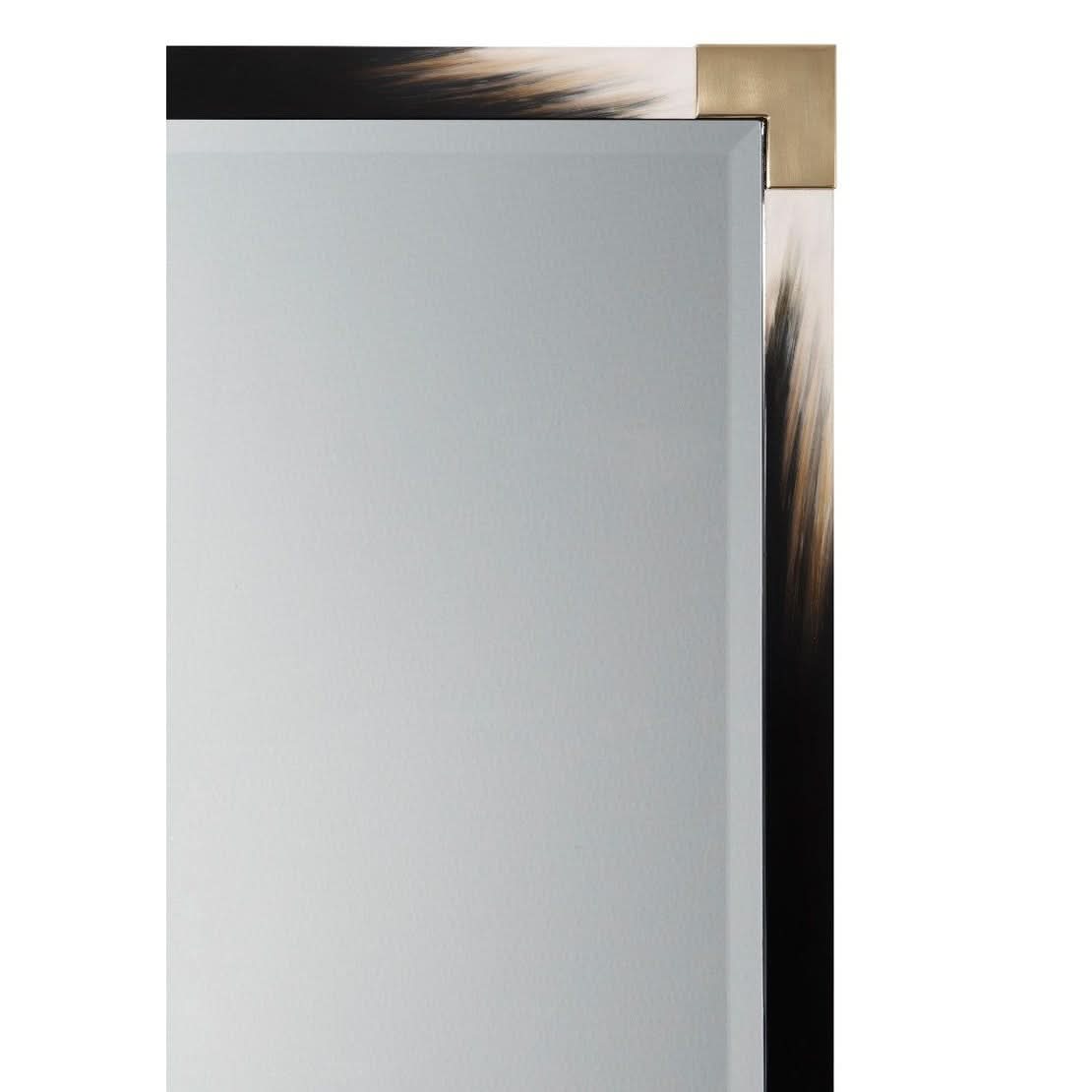 Theodore Alexander Mirror Cutting Edge Small Wall in Black   Nicholas John Interiors
