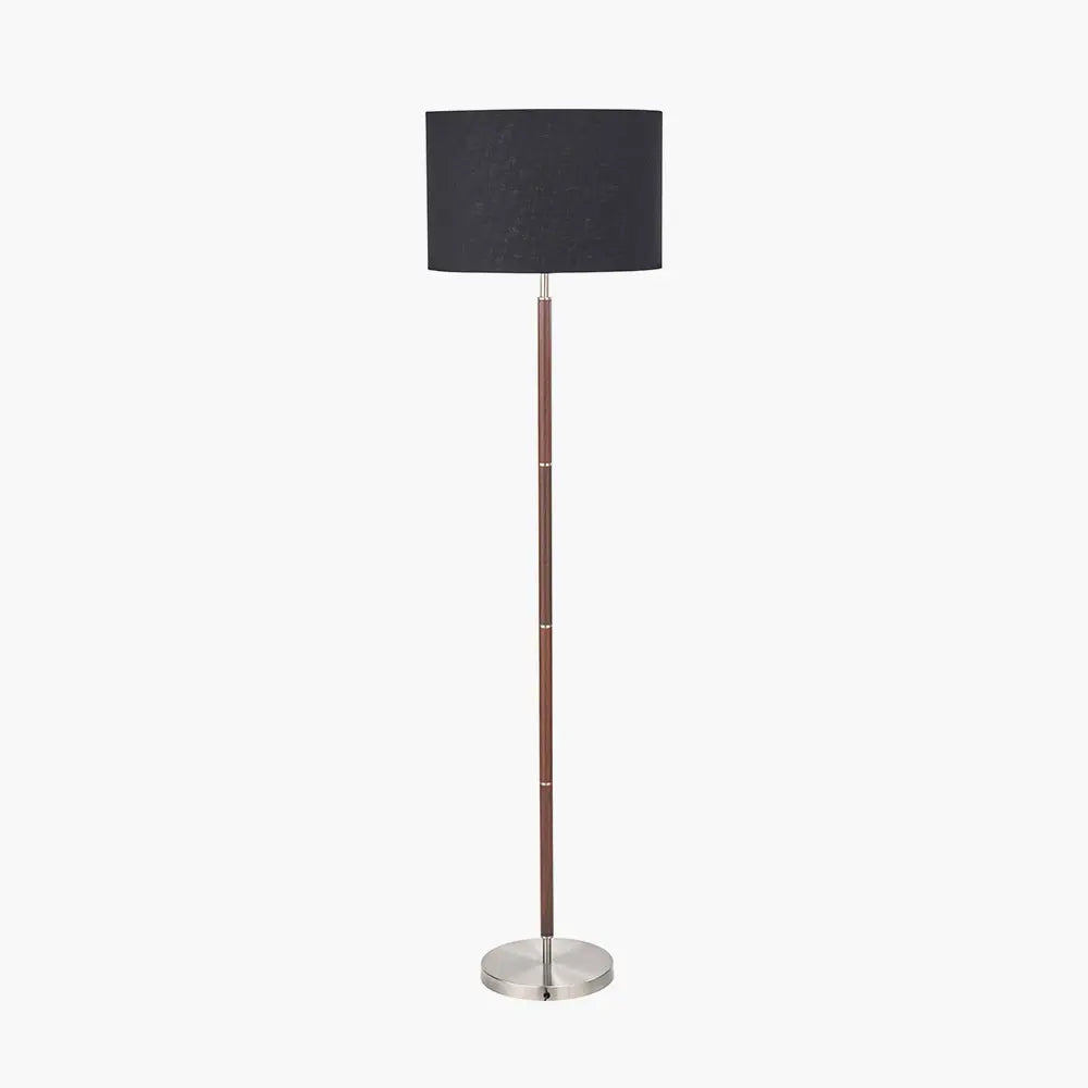 Gianni Floor Lamp - Brushed Silver and Wood Effect  Nicholas John Interiors
