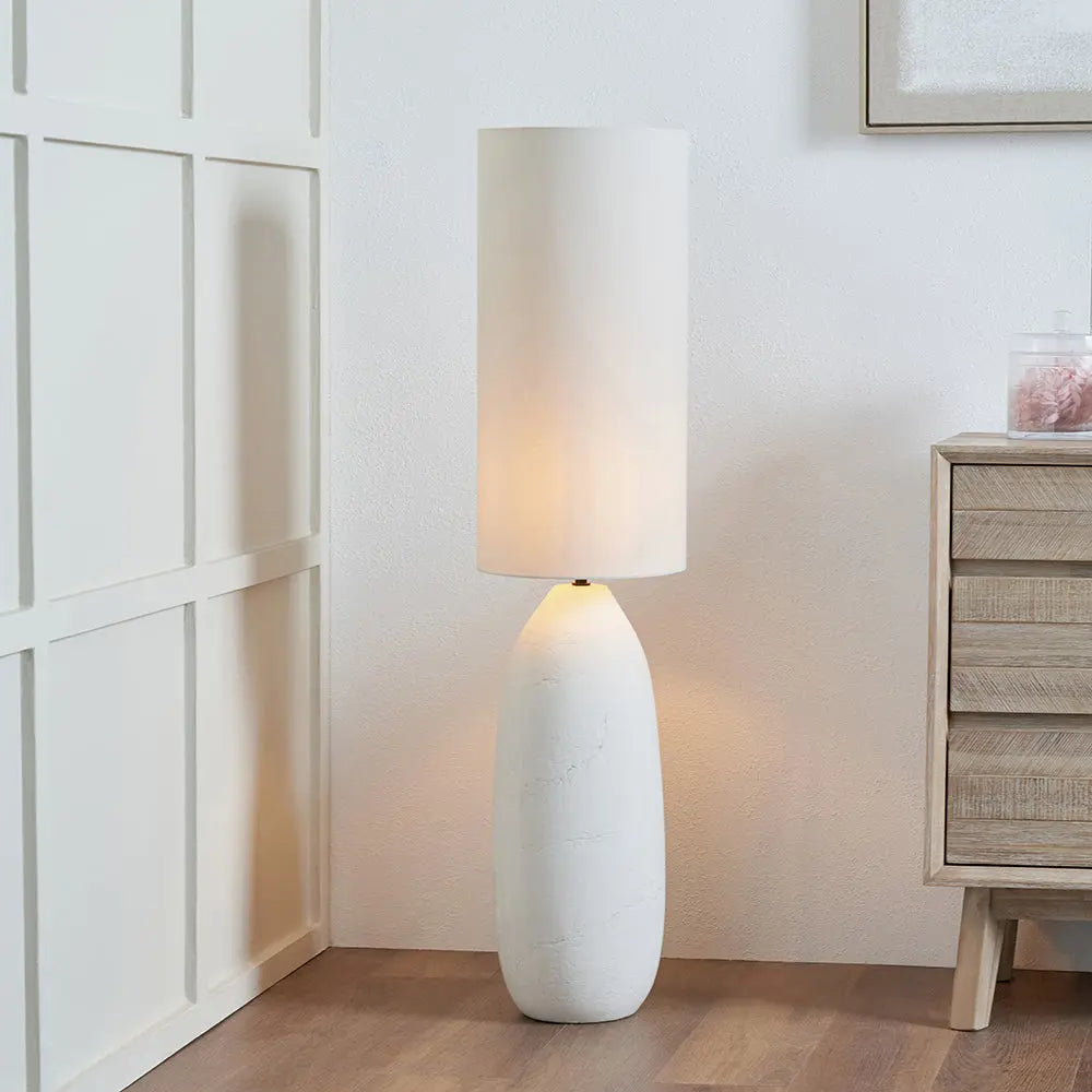 Erika Vintage Textured Ceramic Floor Lamp - White  Nicholas John Interiors