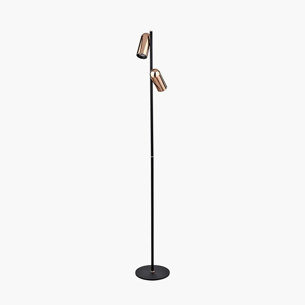 Xena Metal LED Floor Lamp - Black & Rose Gold  Nicholas John Interiors