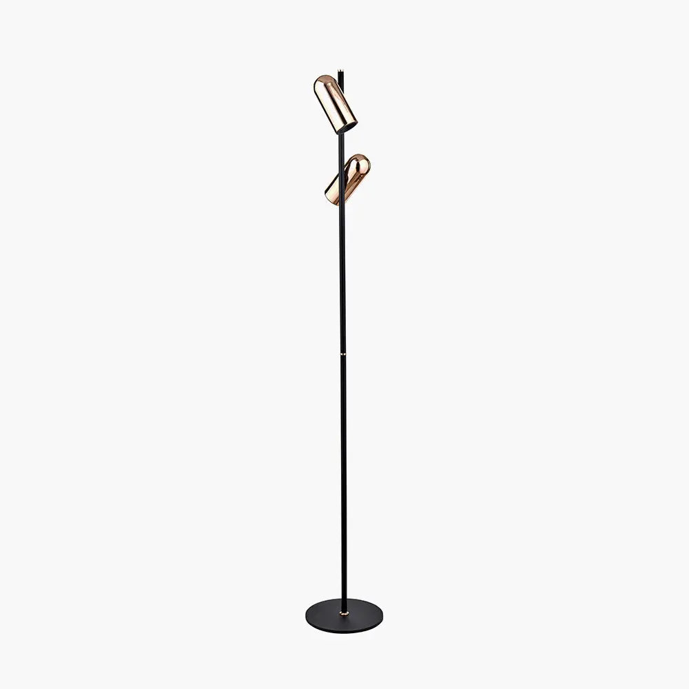 Xena Metal LED Floor Lamp - Black & Rose Gold  Nicholas John Interiors