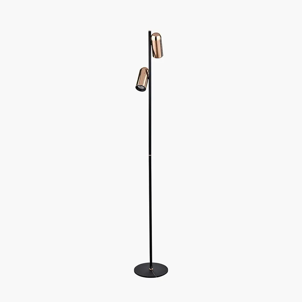 Xena Metal LED Floor Lamp - Black & Rose Gold  Nicholas John Interiors
