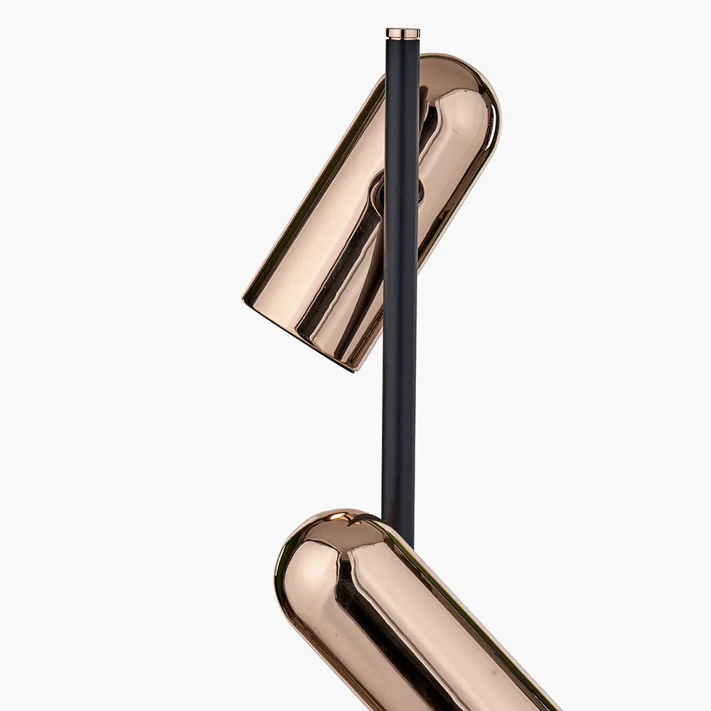 Xena Metal LED Floor Lamp - Black & Rose Gold  Nicholas John Interiors