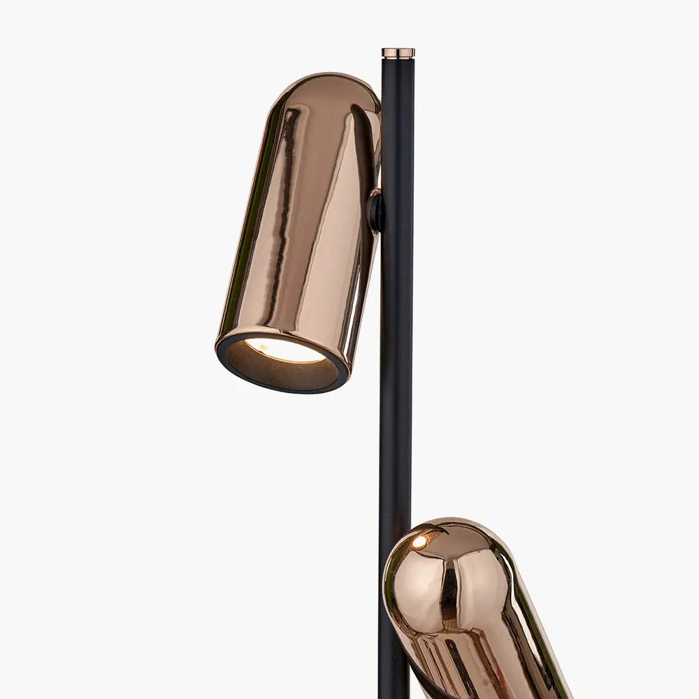 Xena Metal LED Floor Lamp - Black & Rose Gold  Nicholas John Interiors
