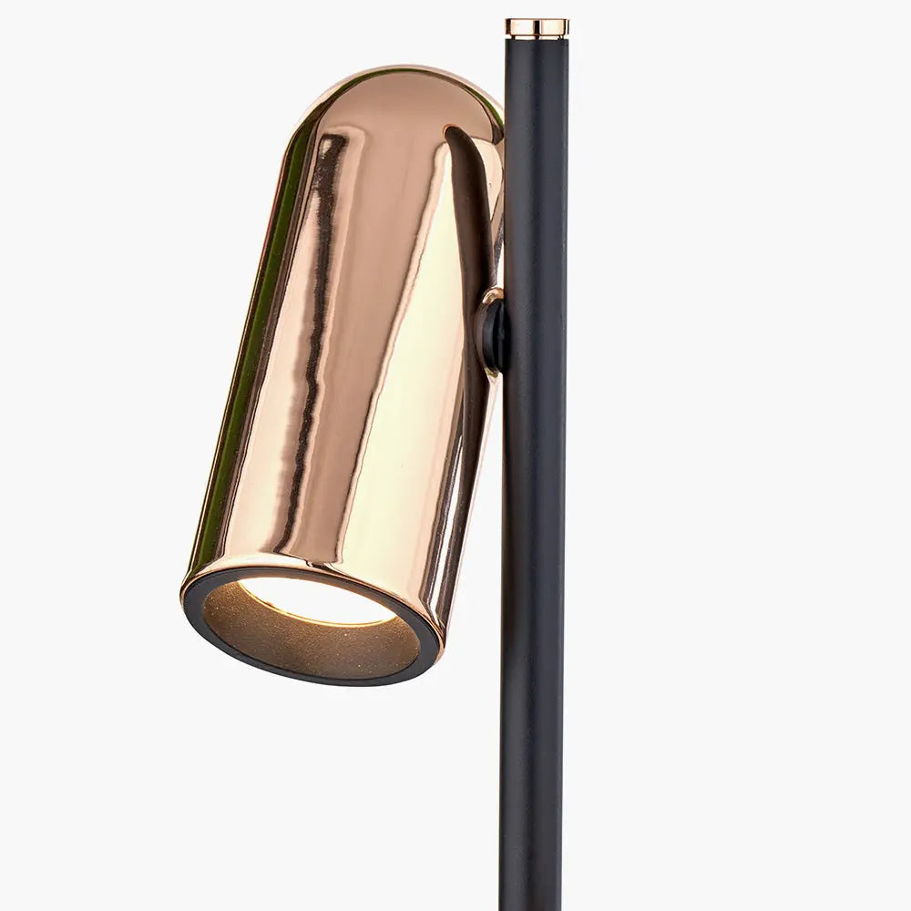 Xena Metal LED Floor Lamp - Black & Rose Gold  Nicholas John Interiors