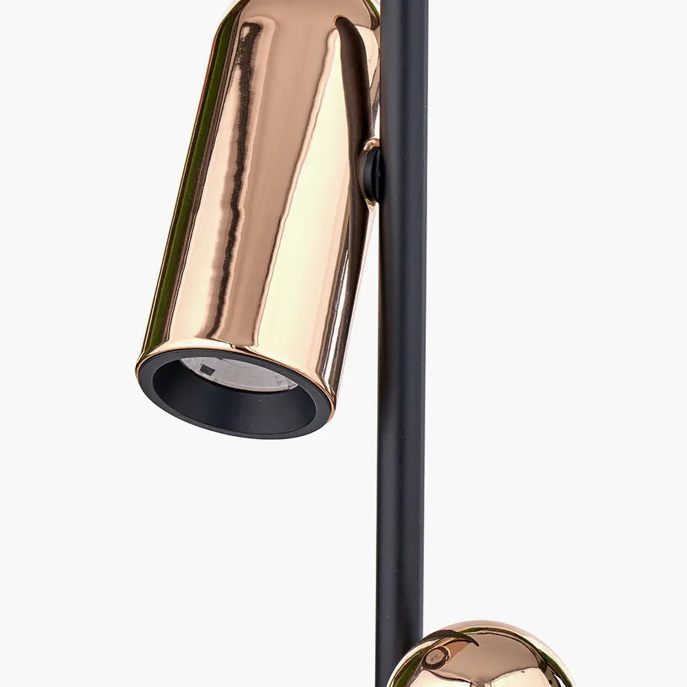 Xena Metal LED Floor Lamp - Black & Rose Gold  Nicholas John Interiors