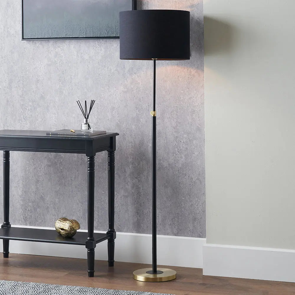Bryce Metal Rise and Fall Floor Lamp - Black & Gold  Nicholas John Interiors