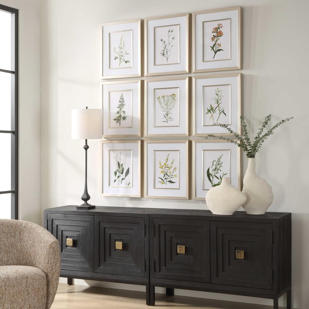 Uttermost Botanical Flowers Framed Prints, Set of 9