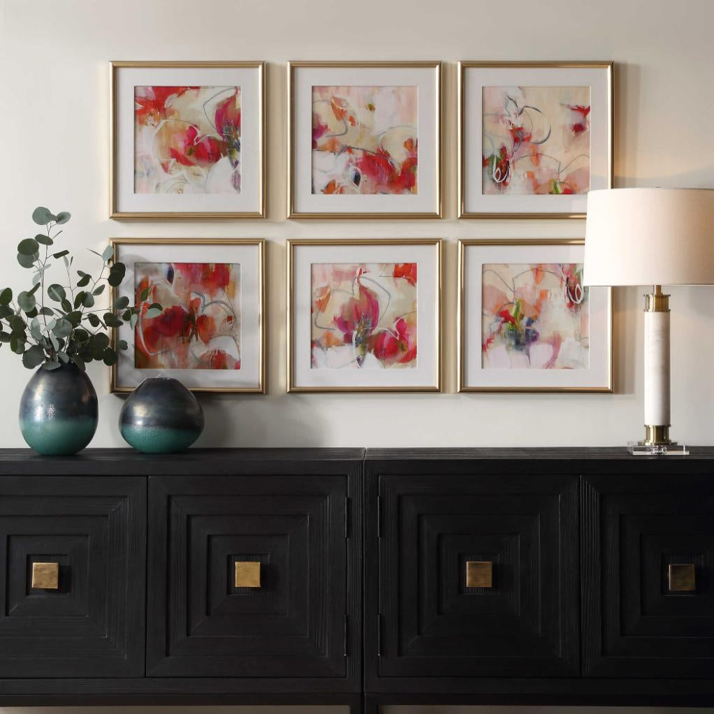 Uttermost Fresh Start Red Abstract Prints - Set of 6
