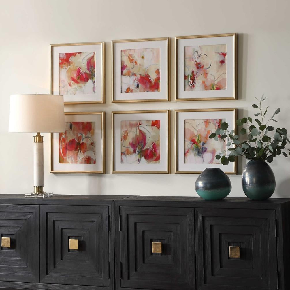 Uttermost Fresh Start Red Abstract Prints - Set of 6