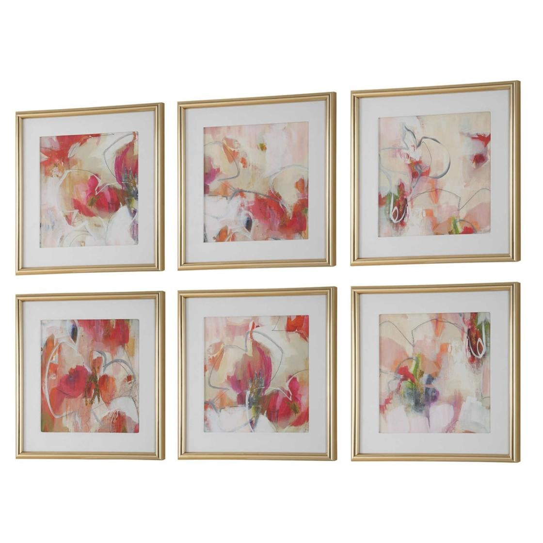 Uttermost Fresh Start Red Abstract Prints - Set of 6