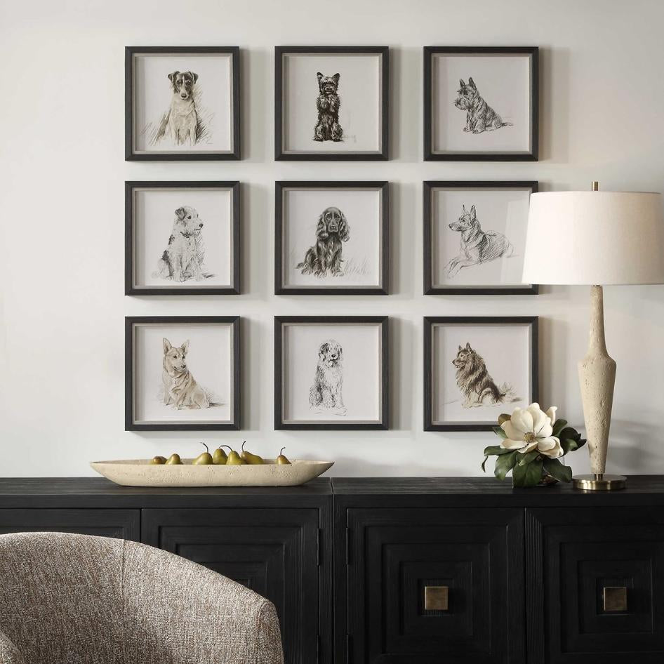 Uttermost Loyal Companion Framed Dog Prints, Set of 9