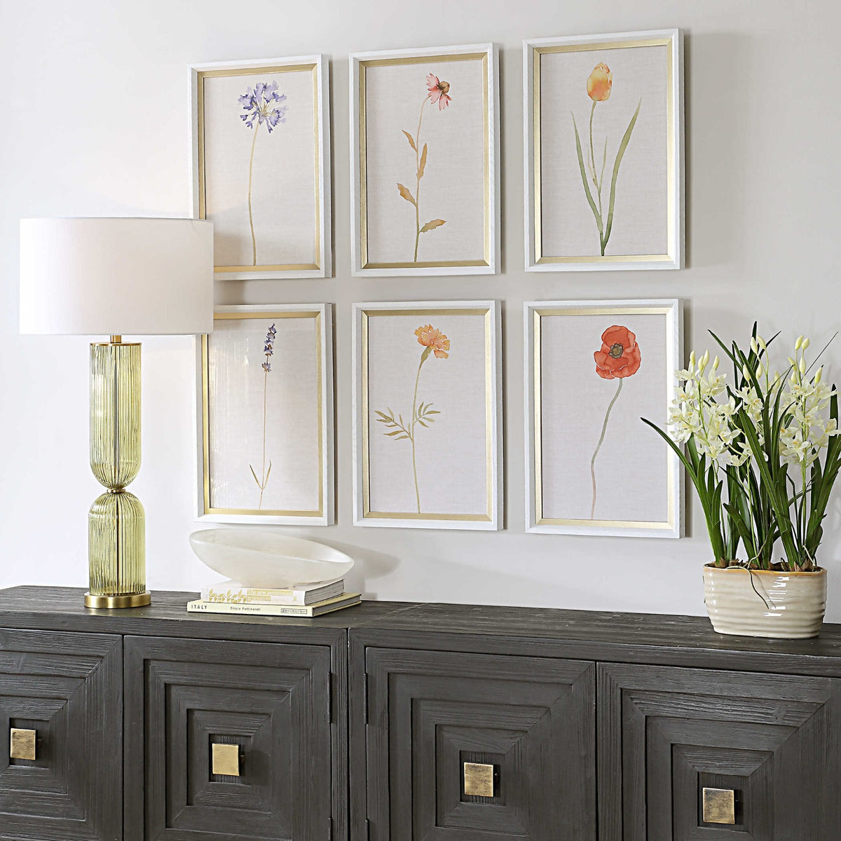 Uttermost Wild Flourish Framed Prints Set of 6