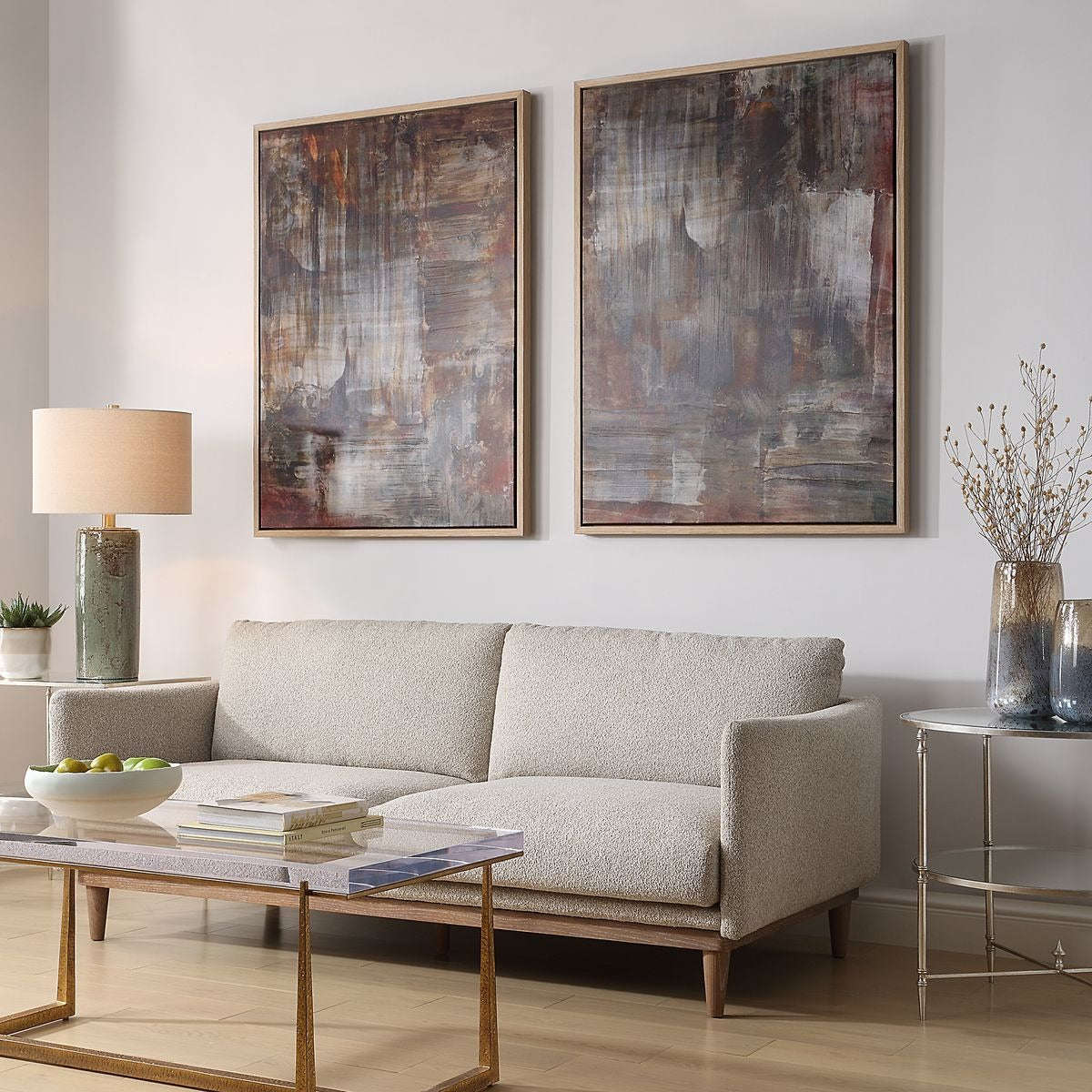 Uttermost Molten Patina Framed Canvases, Set of 2