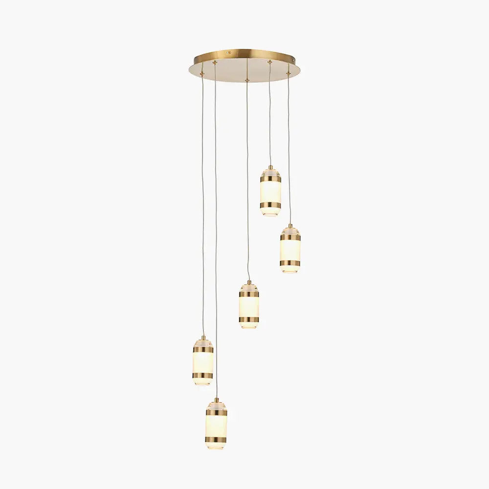 Alondra LED Multi Drop Pendant Light - Gold Metal & White Glass  Nicholas John Interiors