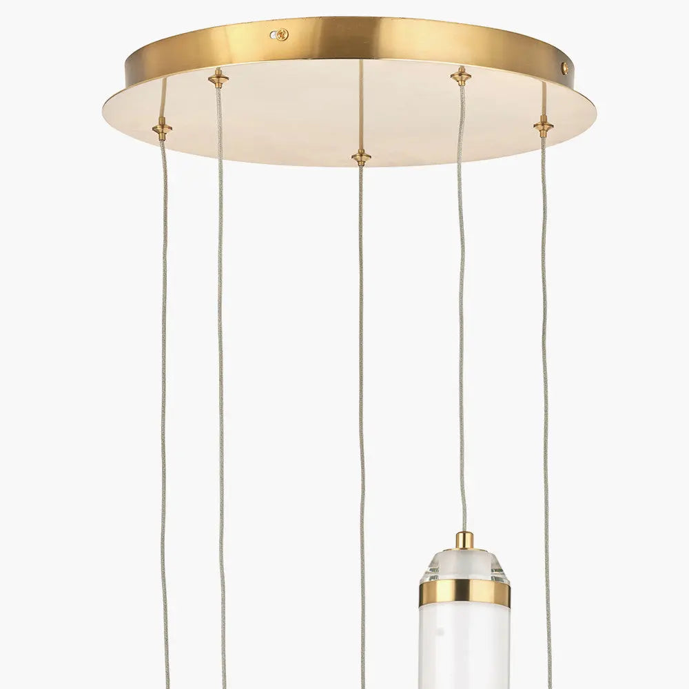Alondra LED Multi Drop Pendant Light - Gold Metal & White Glass  Nicholas John Interiors