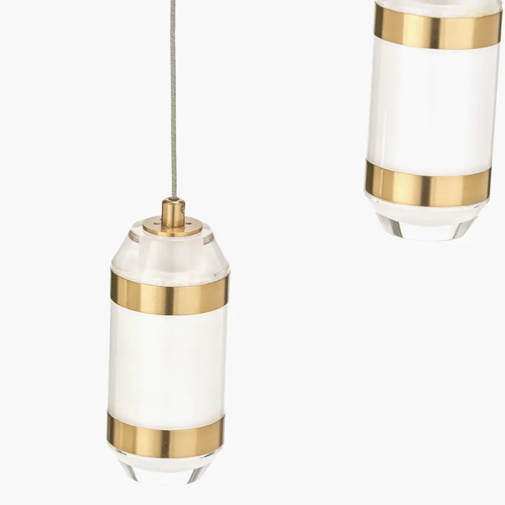 Alondra LED Multi Drop Pendant Light - Gold Metal & White Glass  Nicholas John Interiors