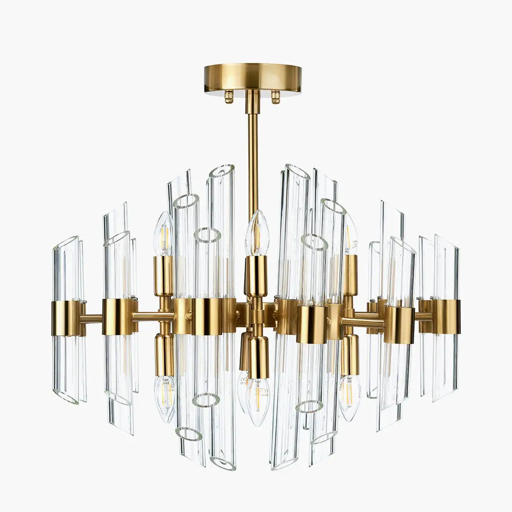 Brielle 12 Light Pendant Light - Clear Glass & Antique Brass  Nicholas John Interiors