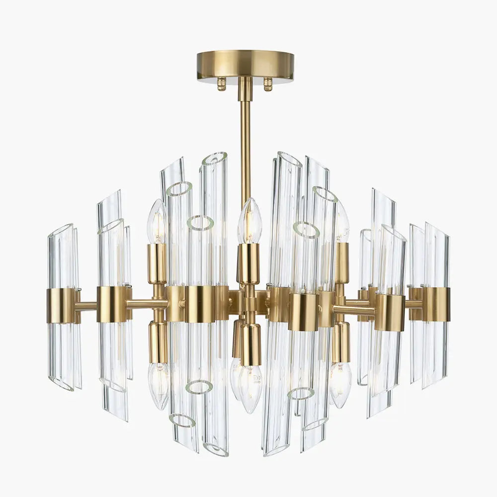 Brielle 12 Light Pendant Light - Clear Glass & Antique Brass  Nicholas John Interiors