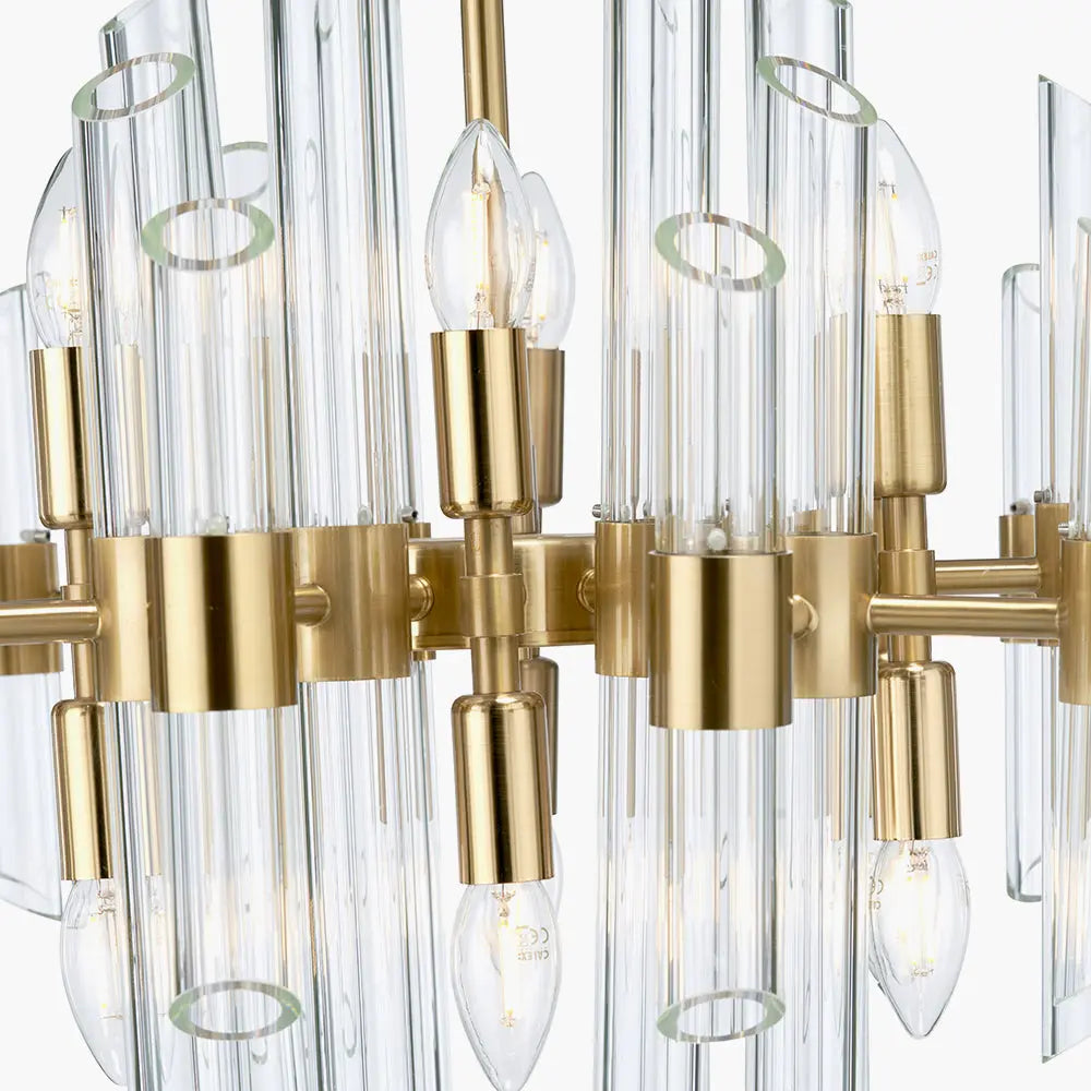 Brielle 12 Light Pendant Light - Clear Glass & Antique Brass  Nicholas John Interiors