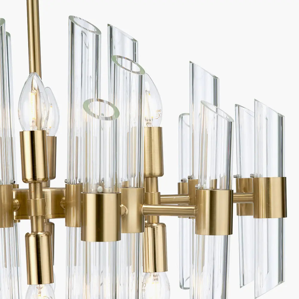 Brielle 12 Light Pendant Light - Clear Glass & Antique Brass  Nicholas John Interiors