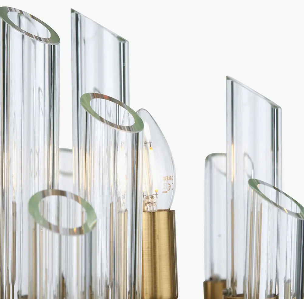 Brielle 12 Light Pendant Light - Clear Glass & Antique Brass  Nicholas John Interiors
