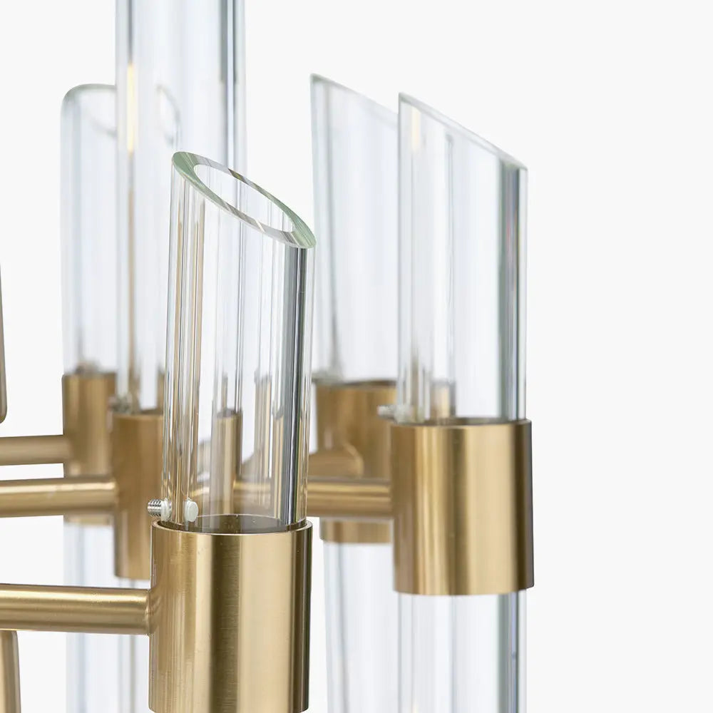 Brielle 12 Light Pendant Light - Clear Glass & Antique Brass  Nicholas John Interiors