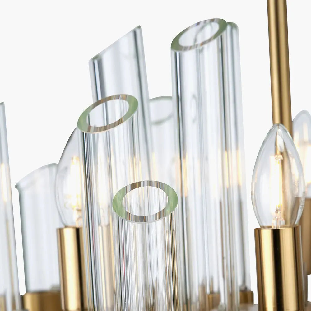 Brielle 12 Light Pendant Light - Clear Glass & Antique Brass  Nicholas John Interiors