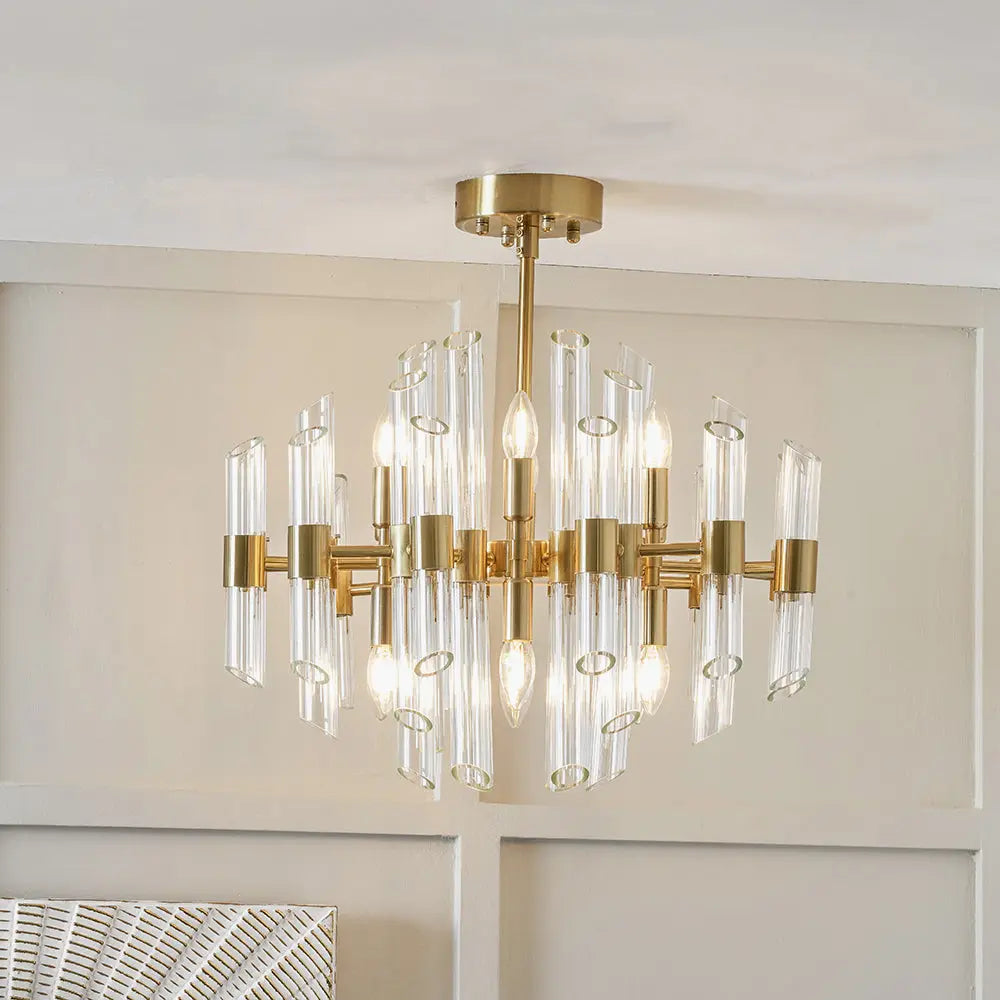 Brielle 12 Light Pendant Light - Clear Glass & Antique Brass  Nicholas John Interiors